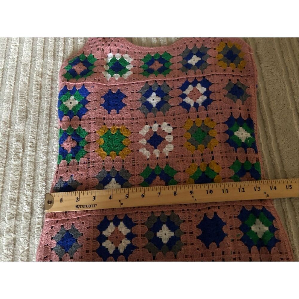 Forever 21 Crochet Granny Square Maxi Dress Pink Boho Festival Small - Picture 7 of 10